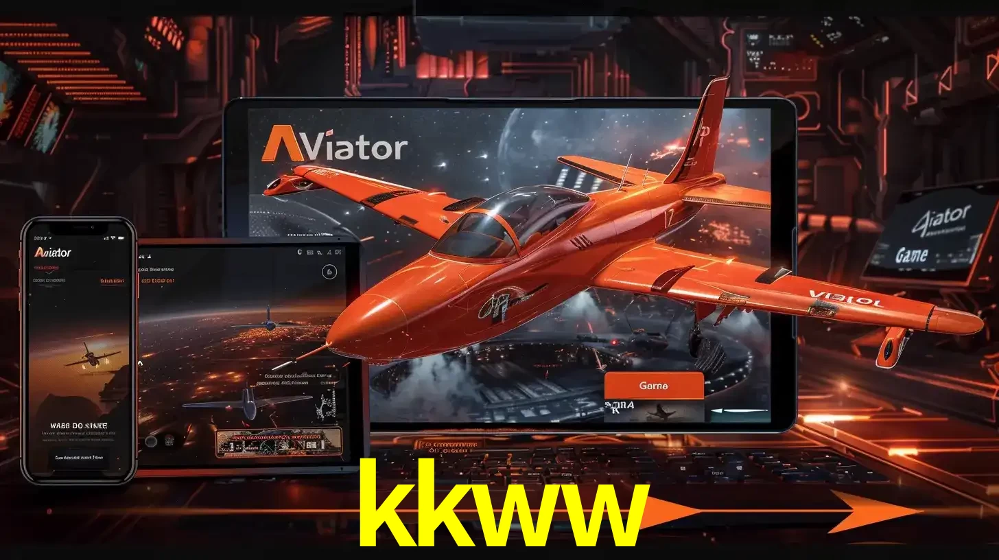 Apresentação tecnológica do jogo Aviator com um avião saindo da tela de um tablet, demonstrando a experiência imersiva em múltiplos dispositivos no kkww.