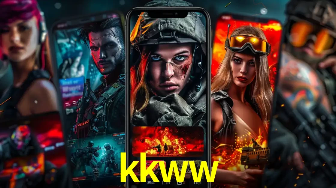 Montagem de telas de celular mostrando diversos personagens, masculinos e femininos, de um jogo de tiro, ilustrando a diversidade de equipes de e-sports para apostar no kkww.