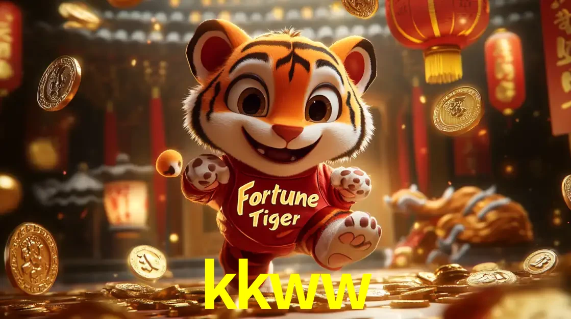 O alegre personagem do Fortune Tiger correndo sobre um caminho de moedas de ouro, simbolizando os grandes prêmios e a diversão do popular jogo de slot do kkww.