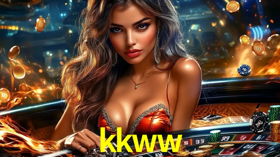 Mulher glamourosa em uma mesa de roleta com um fundo de chamas e moedas voadoras, pronta para fazer sua aposta e ganhar grandes prêmios no cassino ao vivo kkww.